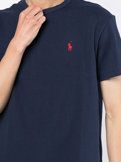Polo Ralph Lauren Blue Crewneck T-shirt With Pony Embroidery On The Front In 003 Blue