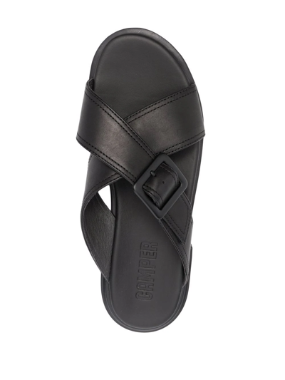 Shop Camper Edy Leather Sandals In Black