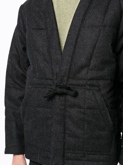 Shop Maharishi Padded Tie-waist Jacket In Black