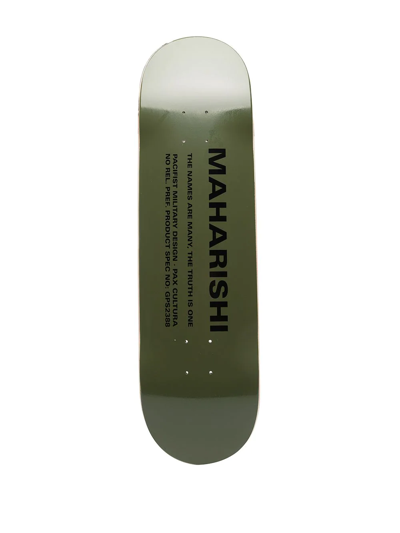 Shop Maharishi Miltype Wood Skateboard In Grün