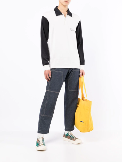 Shop Visvim Logo-print Half-zip Sweatshirt In Weiss