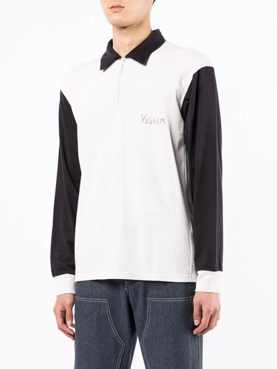 Shop Visvim Logo-print Half-zip Sweatshirt In Weiss