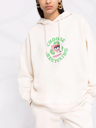 Chiara Ferragni Eye-motif Hoodie In Nude