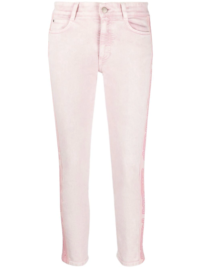 Shop Stella Mccartney Logo Tape Slim Jeans In Rosa