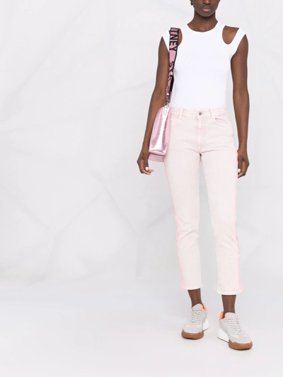 Stella Mccartney Fresh Peach Twisted Seam Crop Straight Leg Jeans In Rosa