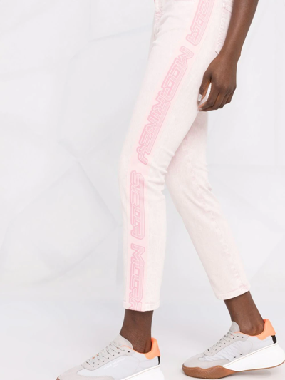 Stella Mccartney Fresh Peach Twisted Seam Crop Straight Leg Jeans In Rosa