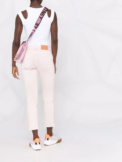 Stella Mccartney Fresh Peach Twisted Seam Crop Straight Leg Jeans In Rosa