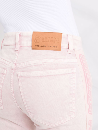 Stella Mccartney Fresh Peach Twisted Seam Crop Straight Leg Jeans In Rosa