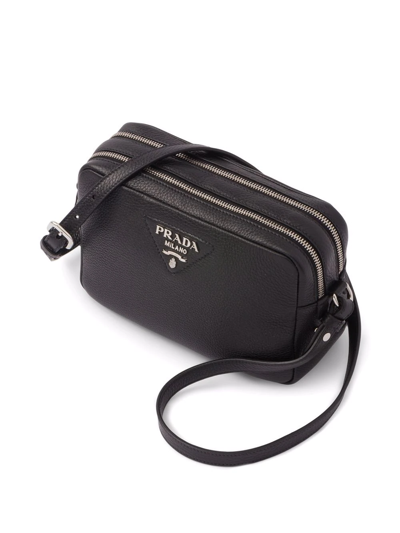 Shop Prada Flou Leather Shoulder Bag In Schwarz