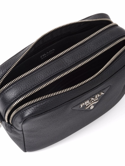 Shop Prada Flou Leather Shoulder Bag In Schwarz