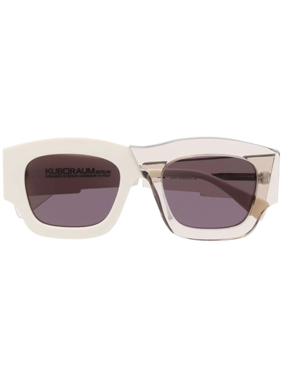 Shop Kuboraum C8 Two-tone Square-frame Sunglasses In Weiss