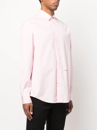 Dsquared2 Logo-print Long-sleeve Shirt In Rosa