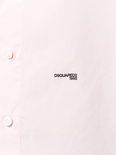 Dsquared2 Logo-print Long-sleeve Shirt In Rosa