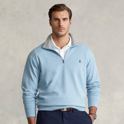 Shop Polo Ralph Lauren Luxury Jersey Quarter-zip Pullover In Modern Blue Heather