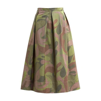 Shop Marni Marled Canvas Skirt In Dusty Olive