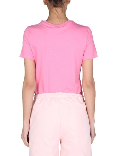 Shop Ps By Paul Smith "happy" T-shirt With Flocked Logo In Pink