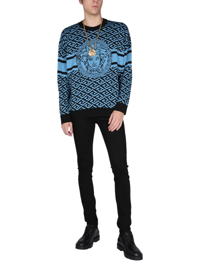 Shop Versace "the Greek" Sweater In Multicolour