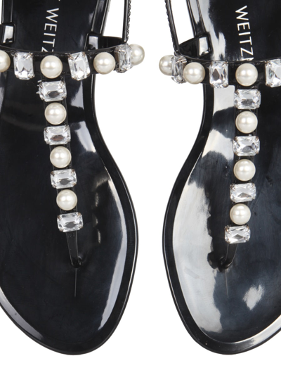 Shop Stuart Weitzman Goldie Crystal Jelly Sandals In Black