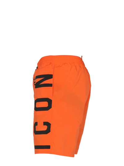 Dsquared2 Logo-print Drawstring Swim Shorts In Orange