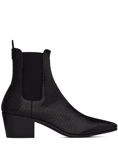 Shop Saint Laurent Vassili Ankle Boots In Black