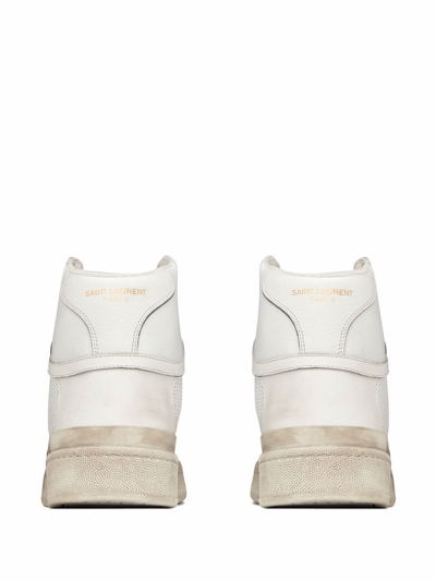 Shop Saint Laurent Sl24 Leather High-top Sneakers In White