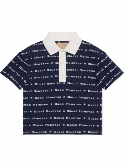 Shop Gucci Monster Polo Shirt In Blue