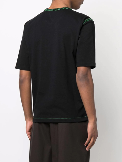 Shop Bottega Veneta Black T-shirt With Contrasting Stitching