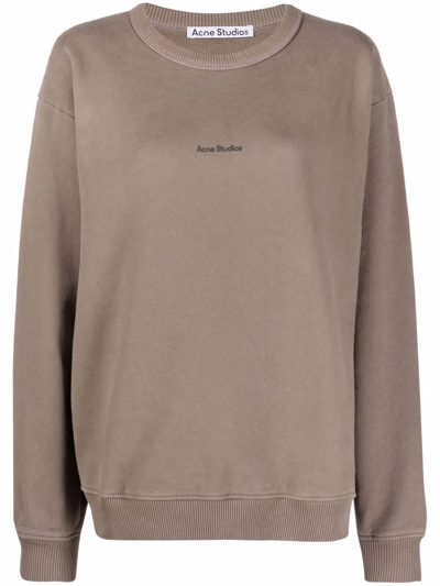 Shop Acne Studios Logo-print Cotton Sweatshirt In Grey