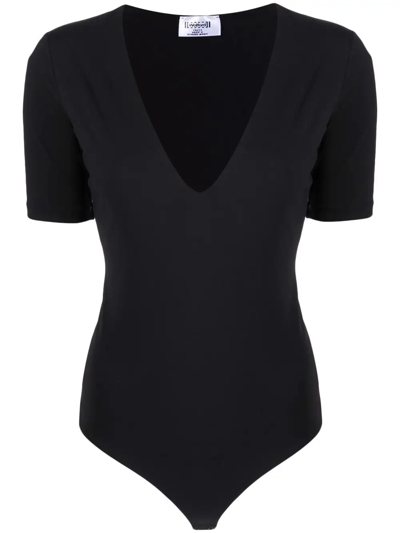 Shop Wolford V-neck Short-sleeve Bodysuit In Black