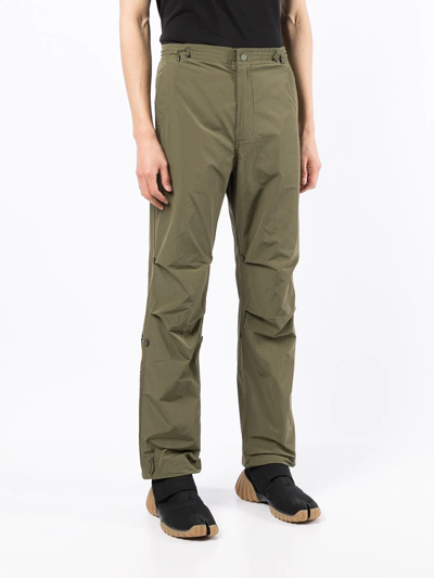 Shop Maharishi Embroidered Straight-leg Trousers In Green
