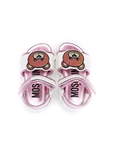 Shop Moschino Teddy-patch Sandals In White
