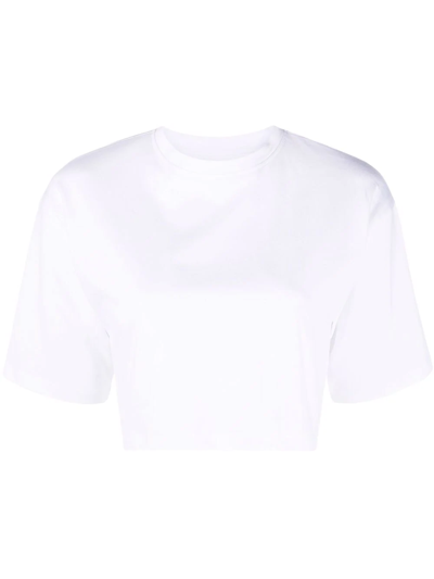 Shop Loulou Studio Gupo Cropped Short-sleeve T-shirt In White