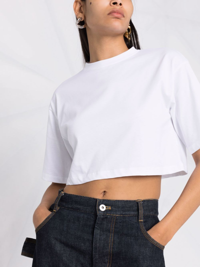 Shop Loulou Studio Gupo Cropped Short-sleeve T-shirt In White