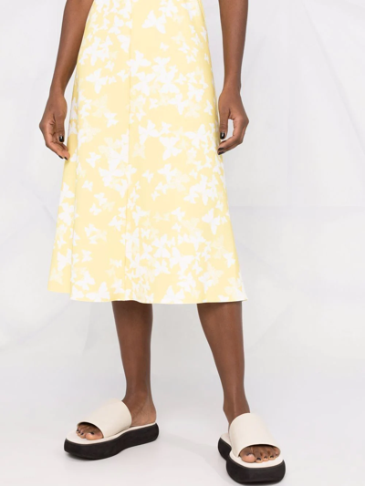 Shop Red Valentino Butterfly-print Belted Dress In Yellow