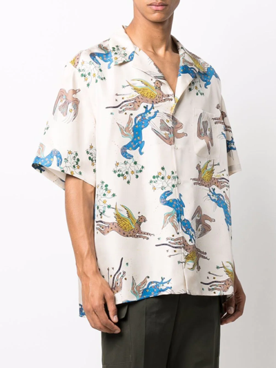 Shop Valentino Printed Short-sleeve Shirt In Neutrals