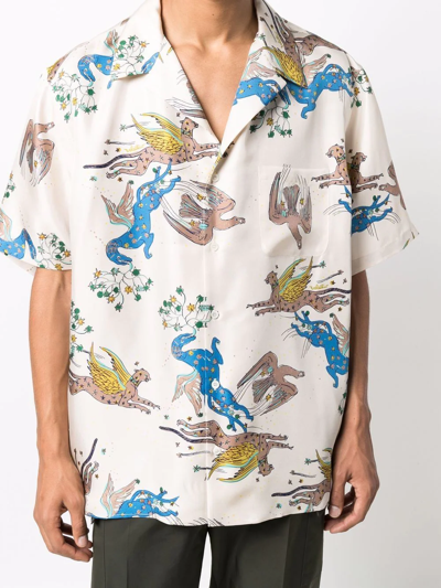 Shop Valentino Printed Short-sleeve Shirt In Neutrals