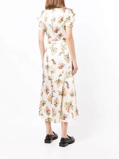 Shop Erdem Elmer Floral-print Midi Dress In Braun