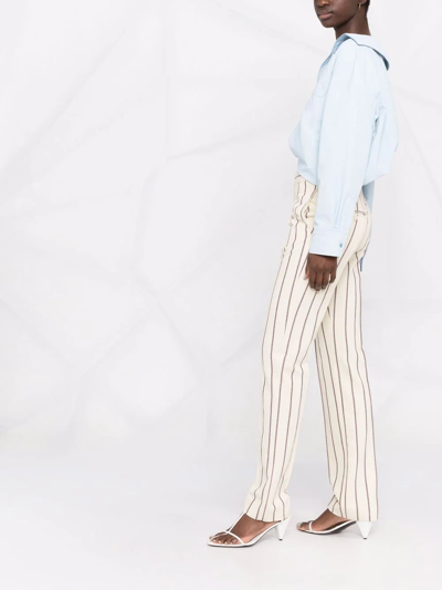 Shop Isabel Marant Stripe-print Slim-fit Trousers In Nude