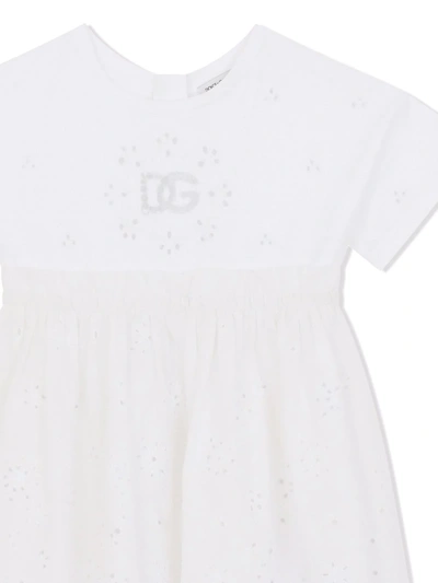 Shop Dolce & Gabbana Embroidered Poplin Midi Dress In White