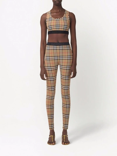 Shop Burberry Vintage Check-print Sports Bra In Neutrals