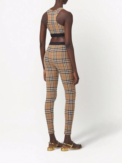 Shop Burberry Vintage Check-print Sports Bra In Neutrals