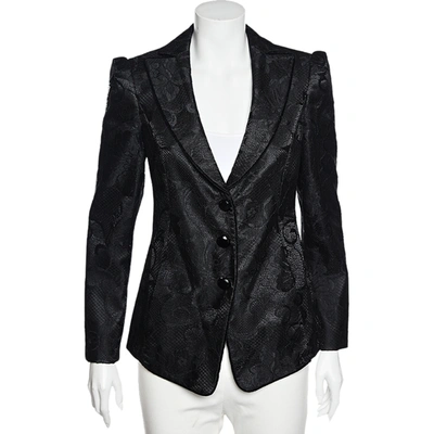 Pre-owned Emporio Armani Black Lace Button Front Blazer M