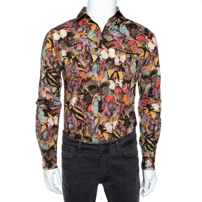 Pre-owned Valentino Multicolor Butterfly Printed Cotton Button Front Shirt M
