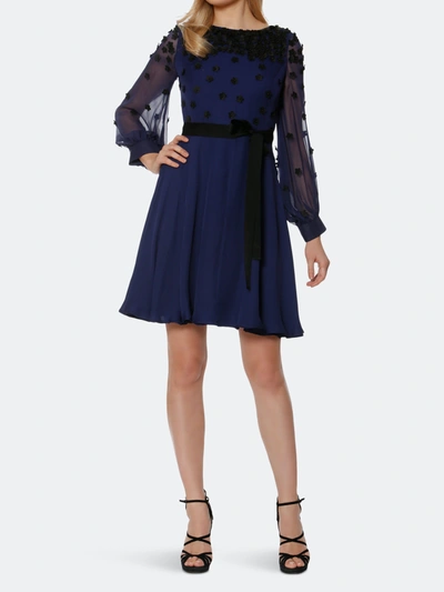 Shop Shani Fit And Flare Georgette Dress In Blue