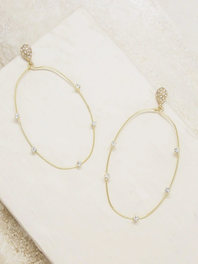 Shop Ettika Delicate Crystal Large Oval Hoop Earrings In Gold