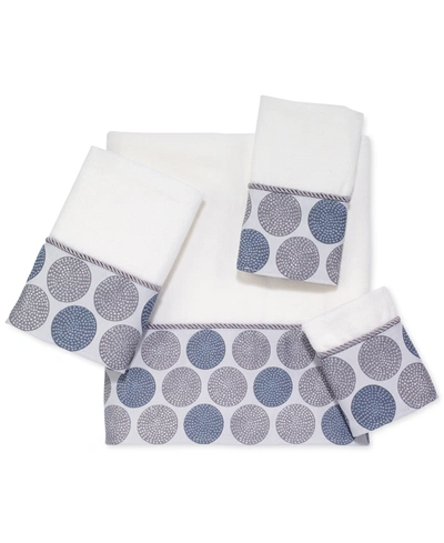 Shop Avanti Dotted Circle Bordered Cotton Washcloth, 13" X 13" In White