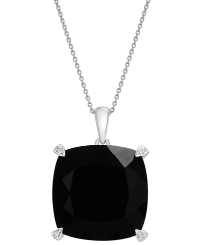 Shop Macy's Onyx & Diamond Accent Necklace, 17" + 1" Extender In Black