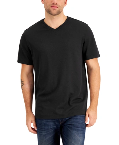 Shop Alfani Men's Relaxed Fit Supima Blend V-neck T-shirt, Created For Macy's In Stretch Limo