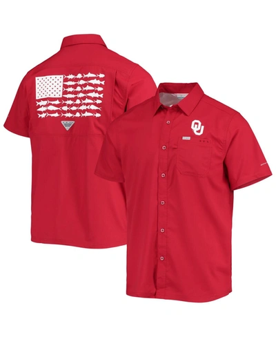 Columbia Men's  Pfg Crimson Oklahoma Sooners Slack Tide Camp Button-up Shirt In Crimson