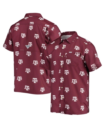 Shop Columbia Men's  Maroon Texas A&m Aggies Super Slack Tide Omni-shade Button-up Shirt